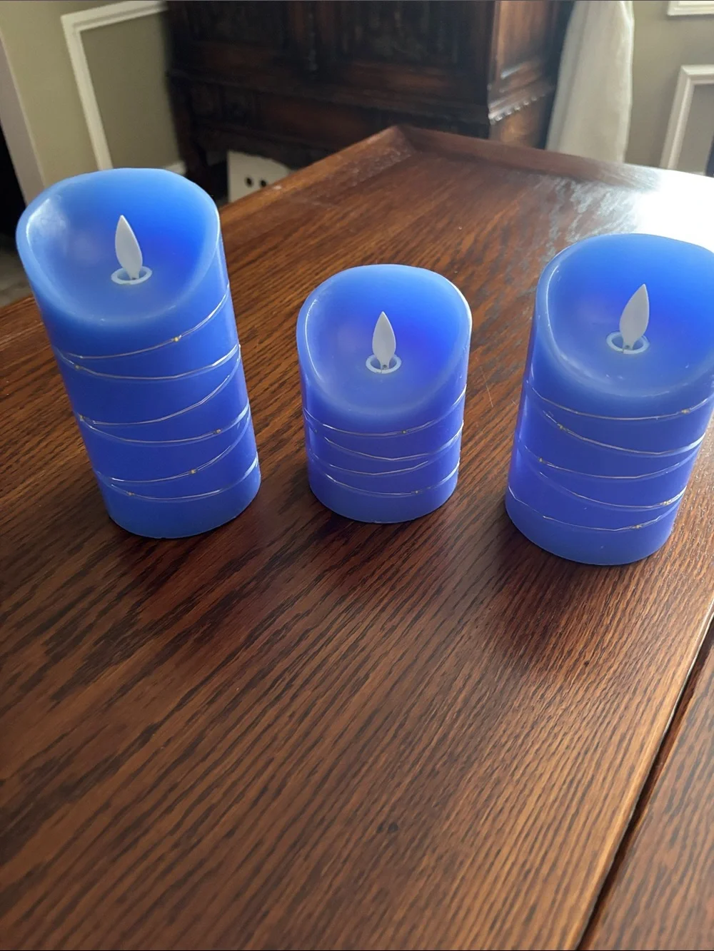 Set of 3 flameless LED candles with a moving wick flame effect.